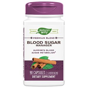 nature’s way blood sugar manager with gymnema, supports blood sugar metabolism*, vitamin a supplement, 90 capsules