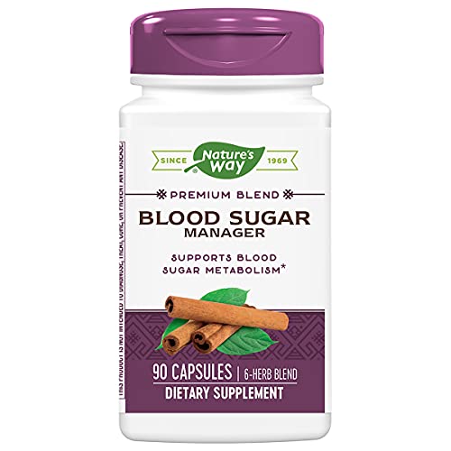 Nature's Way Blood Sugar Manager with Gymnema, Supports Blood Sugar Metabolism*, Vitamin A Supplement, 90 Capsules