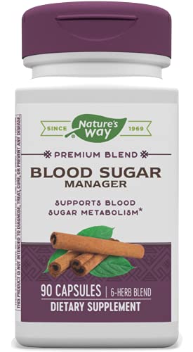 Nature's Way Blood Sugar Manager with Gymnema, Supports Blood Sugar Metabolism*, Vitamin A Supplement, 90 Capsules