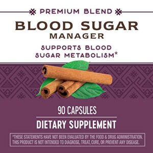 Nature's Way Blood Sugar Manager with Gymnema, Supports Blood Sugar Metabolism*, Vitamin A Supplement, 90 Capsules