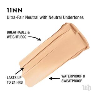 Urban Decay Stay Naked Weightless Liquid Foundation, 11NN - Buildable Coverage with No Caking - Matte Finish Lasts Up To 24 Hours - Waterproof & Sweatproof - 1.0 oz