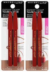 maybelline new york expert wear twin brow & eye pencils makeup, blonde, 2 count (pack of 2)