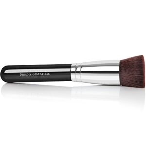 kabuki professional makeup brush with big flat top for liquid, cream mineral, & powder foundation & face cosmetics, quality design, carrying case & e-book included, great for gifts!