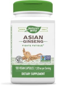 nature’s way premium herbal asian ginseng, fights fatigue*, 1,120mg per serving, 100 capsules