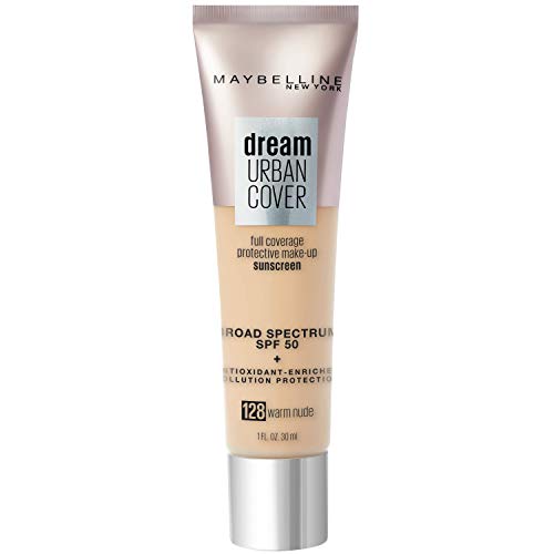 Maybelline Dream Urban Cover Flawless Coverage Foundation Makeup, SPF 50, Warm Nude