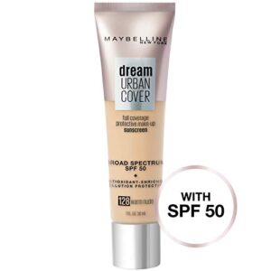 Maybelline Dream Urban Cover Flawless Coverage Foundation Makeup, SPF 50, Warm Nude