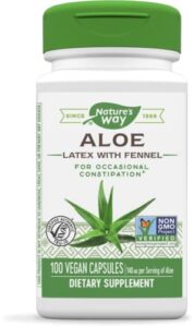 nature’s way aloe latex with fennel, for occasional constipation*, non-gmo project verified, vegan, 100 capsules