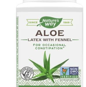 Nature's Way Aloe Latex with Fennel, for Occasional Constipation*, Non-GMO Project Verified, Vegan, 100 Capsules