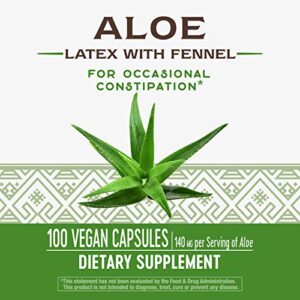 Nature's Way Aloe Latex with Fennel, for Occasional Constipation*, Non-GMO Project Verified, Vegan, 100 Capsules