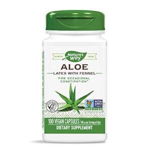 Nature's Way Aloe Latex with Fennel, for Occasional Constipation*, Non-GMO Project Verified, Vegan, 100 Capsules