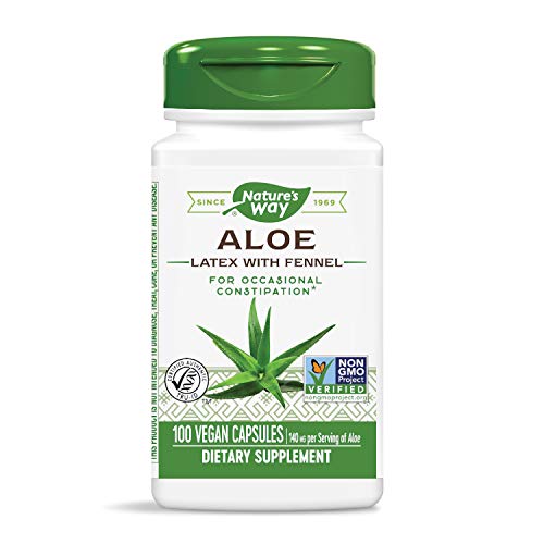 Nature's Way Aloe Latex with Fennel, for Occasional Constipation*, Non-GMO Project Verified, Vegan, 100 Capsules