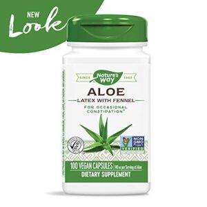 Nature's Way Aloe Latex with Fennel, for Occasional Constipation*, Non-GMO Project Verified, Vegan, 100 Capsules