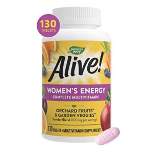 nature’s way alive! women’s energy multivitamin, supports whole body wellness*, supports cellular energy*, b-vitamins, gluten-free, 130 tablets