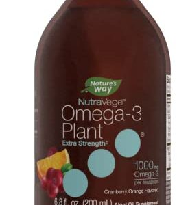 Nature's Way NutraVege Extra-Strength Omega-3 Plant Based Liquid Supplement- Vegan- Cranberry Orange Flavored, 6.8 oz