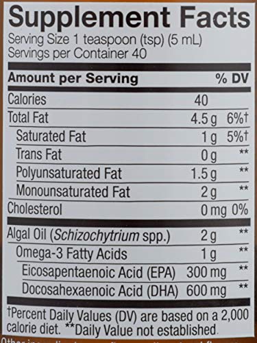 Nature's Way NutraVege Extra-Strength Omega-3 Plant Based Liquid Supplement- Vegan- Cranberry Orange Flavored, 6.8 oz