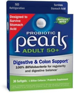nature’s way probiotic pearls for men and women 50+, digestive and colon health support* supplement, 30 softgels