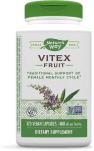 nature’s way vitex fruit, traditional support of monthly cycle*, vegan, non-gmo, 320 capsules