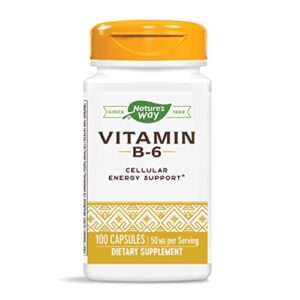 Nature's Way Vitamin B-6 Supplement, Cellular Energy Support*, 50mg per Serving, 100 Capsules