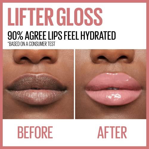 Maybelline Lifter Gloss, Hydrating Lip Gloss with Hyaluronic Acid, High Shine for Plumper Looking Lips, Petal, Warm Pink Neutral, 0.18 Ounce