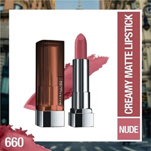 Maybelline Color Sensational Lipstick, Lip Makeup, Matte Finish, Hydrating Lipstick, Nude, Pink, Red, Plum Lip Color, Touch Of Spice, 0.15 oz; (Packaging May Vary)