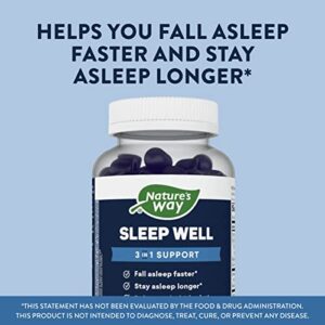 Nature’s Way Sleep Well Sleep Gummies for Adults*, Sleep Aid*, Melatonin Gummies, Ashwagandha Gummies, with Magnesium, Berry Flavored, 90 Gummies