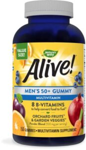nature’s way alive! men’s 50+ gummy multivitamins, high potency formula, supports whole body wellness*, fruit flavored, 150 gummies