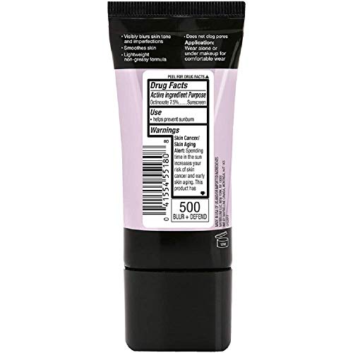 Maybelline New York Facestudio Master Prime Primer Makeup, Blur+ Defend, 1 Fl Oz (1 Count)