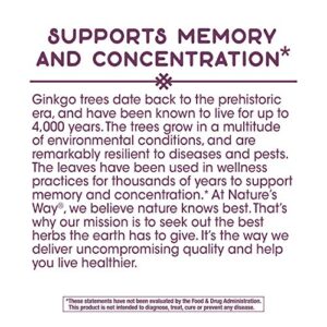 Nature's Way Premium Extract Ginkgo, Memory and Concentration*, 120 Capsules