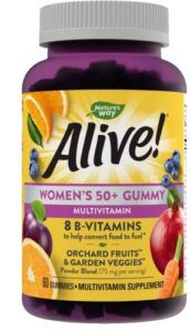 nature’s way alive! women’s 50+ gummy multivitamins, essential vitamins & minerals, supports whole body wellness*, vegetarian, mixed berry flavored, 60 gummies