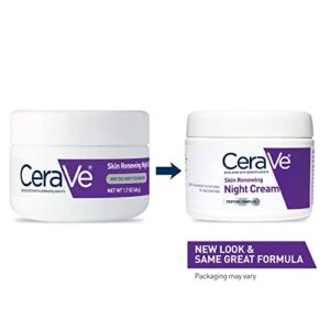 CeraVe Skin Renewing Night Cream | Niacinamide, Peptide Complex, and Hyaluronic Acid Moisturizer for Face | 1.7 Ounce, Packaging may Vary