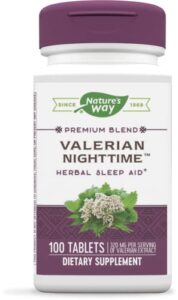 nature’s way valerian nighttime, herbal sleep aid*, 320 mg per serving of valerian extract, gluten-free, 100 tablets