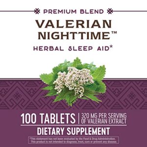 Nature’s Way Valerian Nighttime, Herbal Sleep Aid*, 320 mg per Serving of Valerian Extract, Gluten-Free, 100 Tablets