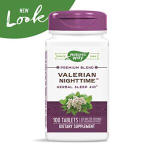 Nature’s Way Valerian Nighttime, Herbal Sleep Aid*, 320 mg per Serving of Valerian Extract, Gluten-Free, 100 Tablets