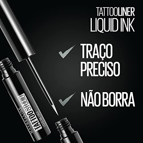 Maybelline New York Tattoo Studio Liquid Ink Eyeliner Makeup, up to 36HR Wear, Sweat Resistant, Smudge Resistant, Ink Black, 0.08 Fl.Oz