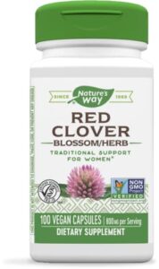 nature’s way red clover blossom herb, traditional women’s health support*, 800 mg per serving, 100 vegan capsules