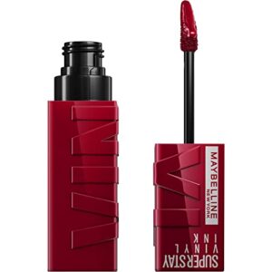 maybelline super stay vinyl ink longwear no-budge liquid lipcolor, highly pigmented color and instant shine, royal, deep wine red lipstick, 0.14 fl oz, 1 count
