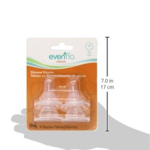 Evenflo 4 Pack Classic Silicone Nipple, Slow Flow