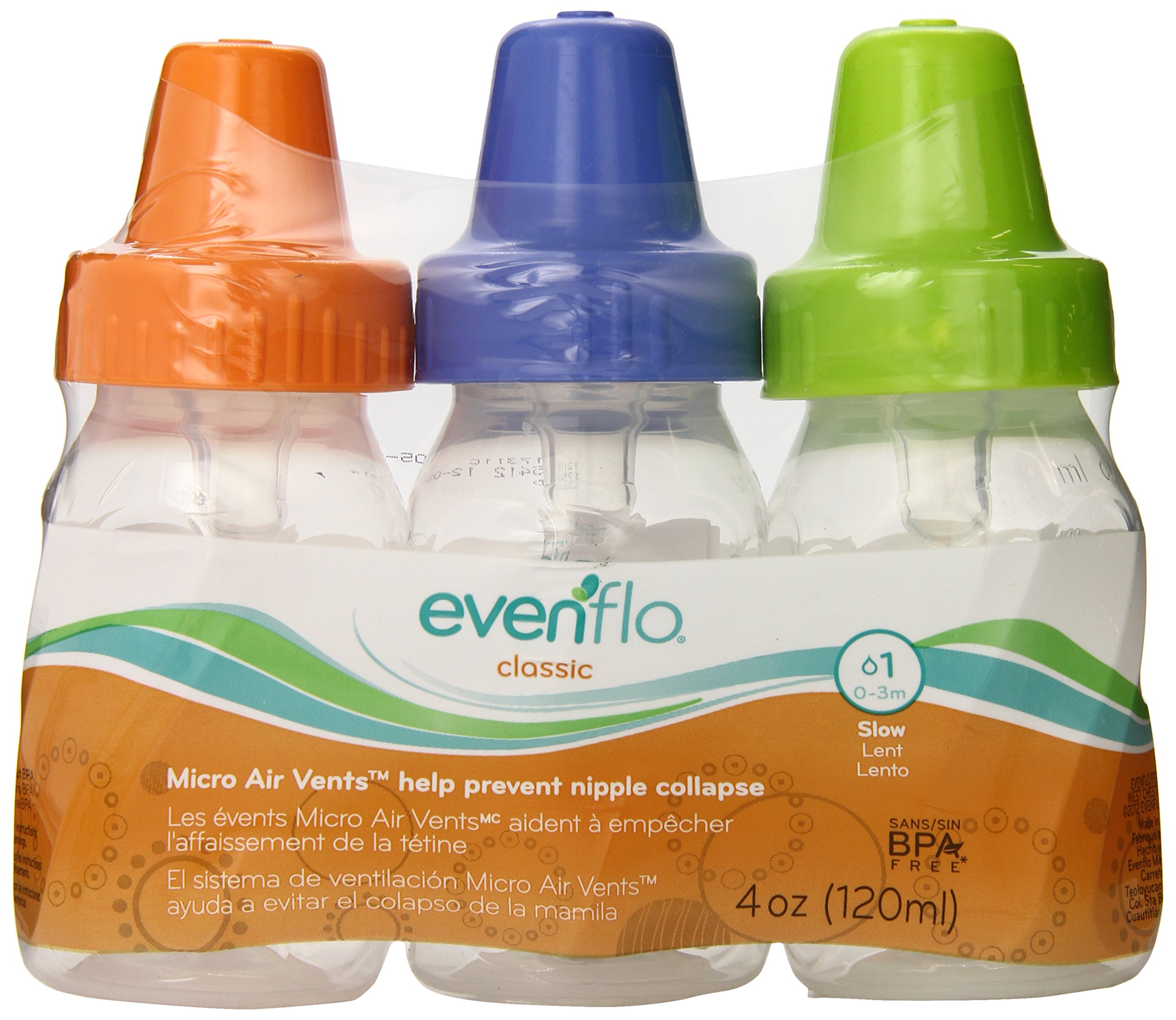 Evenflo 3 Pack Classic Clear Bottle without BPA, 4 Ounce (Discontinued by Manufacturer)