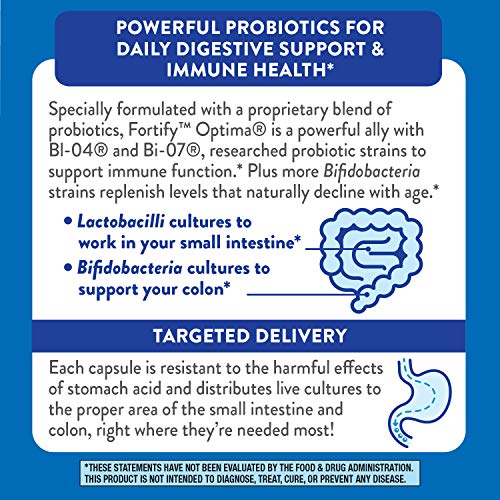 Nature's Way Fortify Optima Daily Probiotic for Men and Women 50+, 50 Billion Live Cultures per serving, Supports Digestive, Immune, and Colon Health*, 30 Vegan Capsules