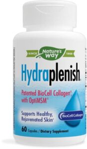 nature’s way hydraplenish with patented biocell collagen & optimsm for healthy hair, skin, and nails*, 60 capsules