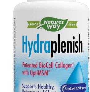 Nature's Way Hydraplenish with Patented BioCell Collagen & OptiMSM for Healthy Hair, Skin, and Nails*, 60 Capsules