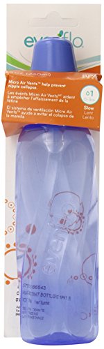 Evenflo Feeding Classic Tinted Plastic Standard Neck Bottles for Baby, Infant and Newborn - Pink/Lavender/Teal/Green/Blue (COLORS MAY VARY), 8 Ounce (Pack of 1)