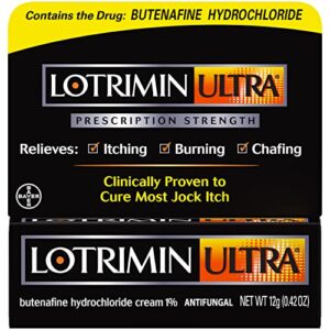 lotrimin ultra antifungal jock itch cream, prescription strength butenafine hydrochloride 1% treatment, clinically proven to cure most jock itch, cream, 0.42 ounce (12 grams)