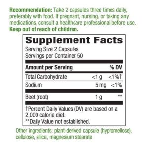 Nature's Way Beet Root 500 mg, 100 Vegetarian Capsules, Pack of 3