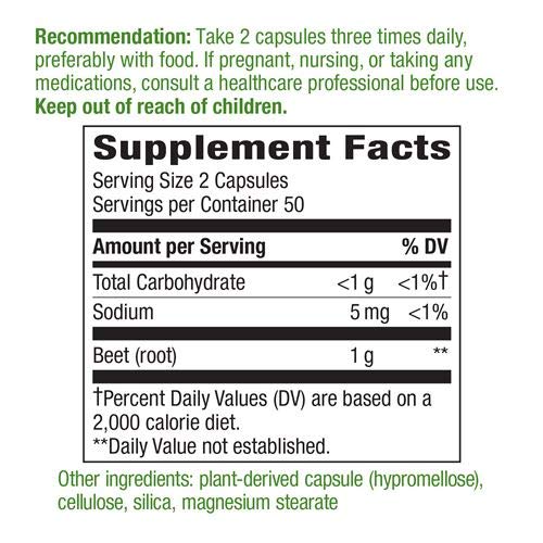 Nature's Way Beet Root 500 mg, 100 Vegetarian Capsules, Pack of 3