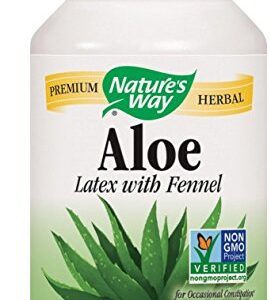 Natures Way Aloe Latex with Fennel 140 milligrams 100 Vegetarian Capsules. Pack of 4 bottles.