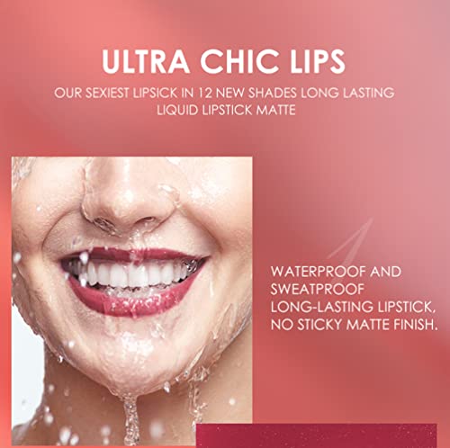 URQT 12pcs Lip Liner and Lipstick Makeup Set, 6 Velvety Matte Liquid Lipsticks + 6 Matching Smooth Lip Liner One Step Lips Makeup Kits Waterproof Long Lasting Matte Lipstick Gift Set