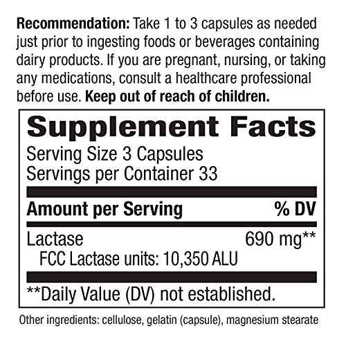 Nature's Way Lactase Formula, Enzyme Active, 100 Capsules