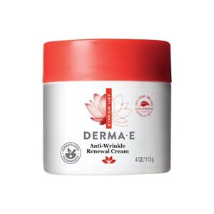 derma-e anti-wrinkle renewal skin cream – vitamin a (retinyl palmate) wrinkle treatment cream – vegan anti-aging moisturizer to smooth & renew aging skin, 4 oz