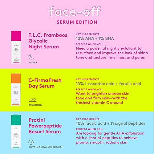 Drunk Elephant T.L.C. Framboos Glycolic Night Serum - Skin Care Brightening Night Serum. Repackaging (30 mL / 1 Fl Oz)